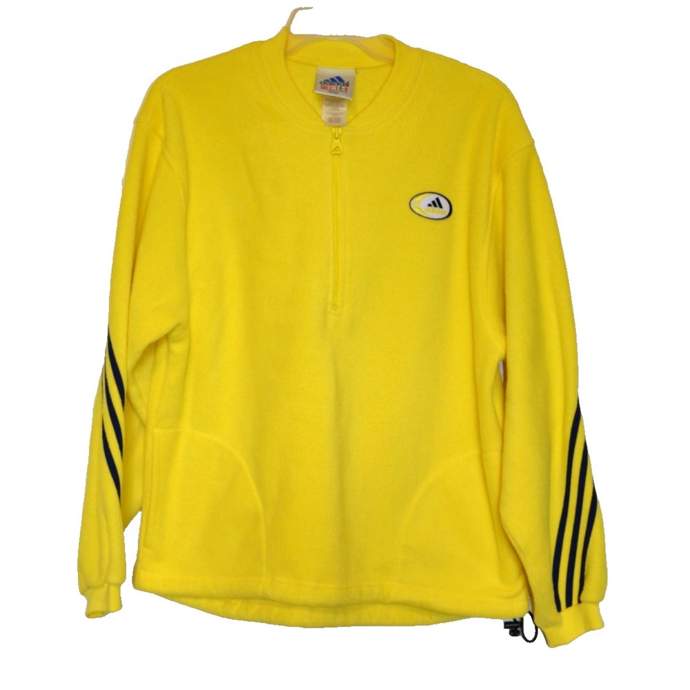 Vintage Adidas 1/4 Zip Yellow Pullover Fleece Jacket Size Medium